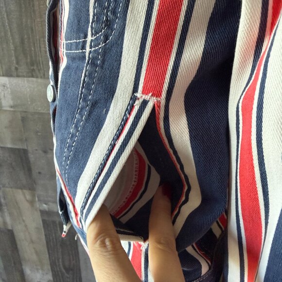 Urban Outfitters BDG jean jacket small red white and blue denim preppy stripes - Picture 5 of 12